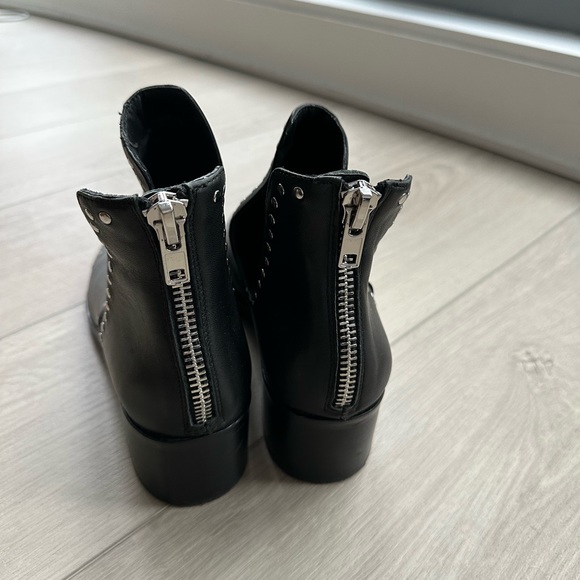 Steve Madden Black Booties w/ Silver Studs, Back Zipper, Side Slits - Picture 3 of 6